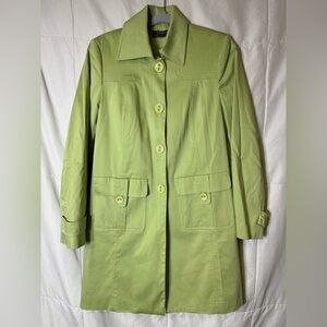 Tribal Stretch Cotton Button Front Utility‎ Coat Green Women’s Size 2 Mid Length